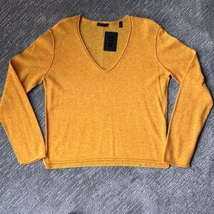 NWT ATM (Anthony Thomas Melillo) Women's Wool/Cashmere V-Neck Sweater - Golden